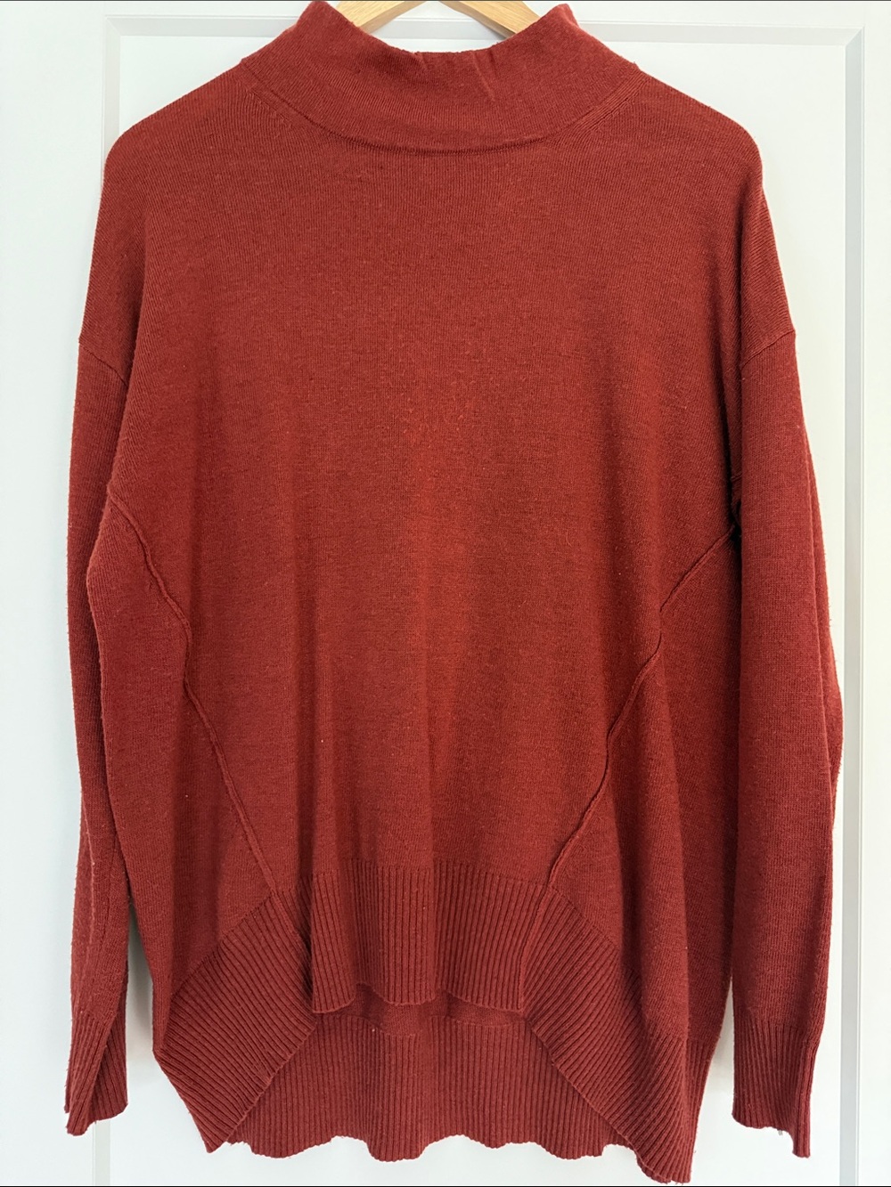 Women’s Rust Red Mock Neck Sweater